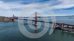 aerial landscape view of San Francisco Bay Area with Golden Gate Bridge
