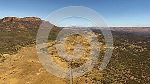 Aerial landscape view of the Western Escarpment of Wilpena Pound