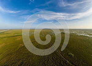 Aerial large format photo Florida Everglades swampland scene