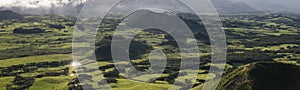 Aerial like landscape from Pico da Urze overlooking the typical gree countryside of Planalto da Achada plains of Ilha do Pico photo