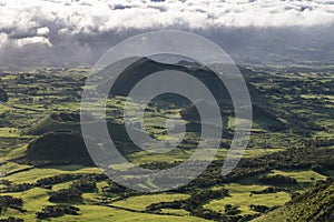 Aerial like landscape from Pico da Urze overlooking the typical gree countryside of Planalto da Achada plains of Ilha do Pico photo