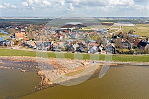 Aerial from the little village Gaast at the IJsselmeer in the Netherlands