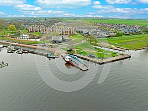 Aerial from the little village Genemuiden in the Netherlands