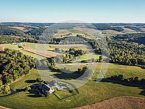 Aerial of Loganville, Pennsylvania around Lake Redman and Lake W