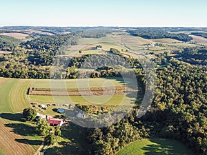 Aerial of Loganville, Pennsylvania around Lake Redman and Lake W