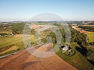 Aerial of Loganville, Pennsylvania around Lake Redman and Lake W