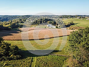 Aerial of Loganville, Pennsylvania around Lake Redman and Lake W