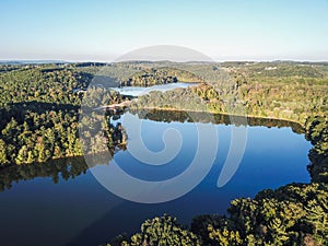 Aerial of Loganville, Pennsylvania around Lake Redman and Lake W