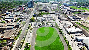 Aerial of London, Ontario, Canada in late spring 4K