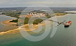 Aerial of Long Island Point in hastings Victoria Australia.