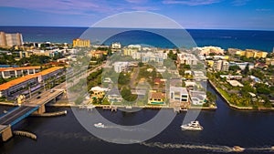 An aerial look Eastward over Deerfield Beach, FL