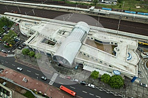 Aerial Look at Petrzalka Train Station in Bratislava