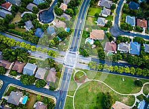 Aerial Looking straight down at Austin Texas Neighborhood Suburb