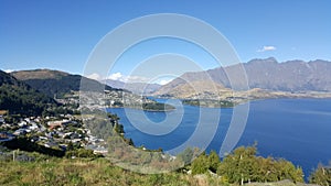 Aerial lookout of Queenstown, New Zealand