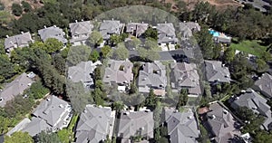 Aerial of a luxury home in a suburbia neighborhood on Los Angeles. 4k drone