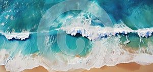 Aerial Majesty: Ocean Waves Captured in Turquoise and Foam - Generative AI