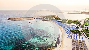 Aerial Makronissos beach, Ayia Napa, Cyprus