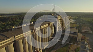Aerial. Malting factory. Huge silos for barley grains