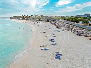 Aerial from Manchebo beach on Aruba island