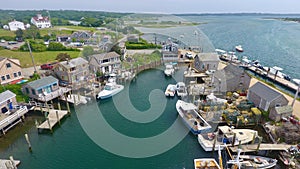 Aerial at Martha\'s Vineyard Island Showing the Jaws Film Setting Menemsha Harbor