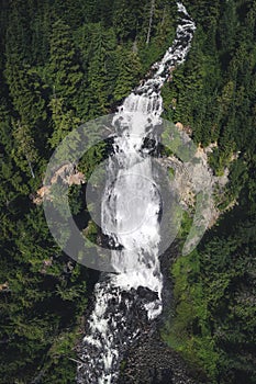 Aerial of Massive Waterfall Alexander Falls in Canadian Wilderness
