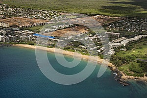 Aerial of Maui coast.