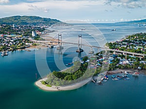 Aerial of Merah Putih Bridge in Ambon Island