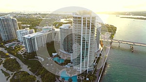 Aerial Miami architecture on the ocean