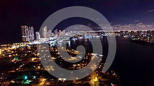 Aerial Miami Aventura Night Skyline photo