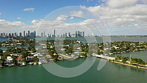 Aerial Miami Beach Florida luxury waterfront homes 4k