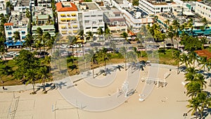 Aerial Miami Beach Lummus Park Muscle Beach Ocean Drive