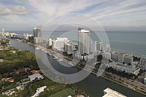 Aerial Miami Beach resorts and residences