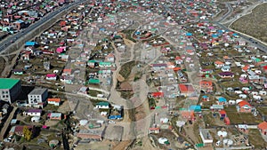 Aerial Mongolia Ulaanbaatar Impoverished Villages September 2019 Sunny Day 4K Mavic Pro