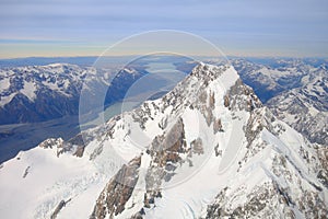 Aerial morning view of Mount Cook, New Zealand