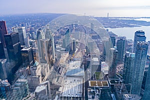 Aerial morning view of the Toronto downtown