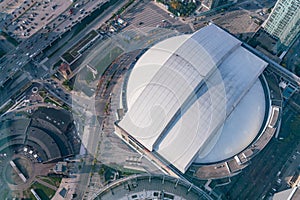 Aerial morning view of the Toronto downtown and Rogers Centre