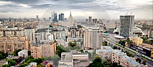 Aerial Moscow city panorama