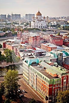 Aerial Moscow city panorama