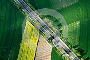 Aerial motorway in green photo