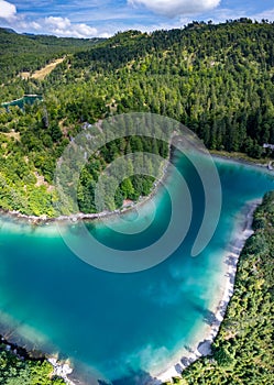 Aerial of mountain lake Gruner see