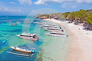 Aerial from Mushroom bay on Nusa Lembongan Bali Indonesia photo