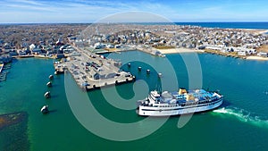 Aerial at Nantucket Island Showing the Arrival of the Ferry From Woods Hole, Cape Cod