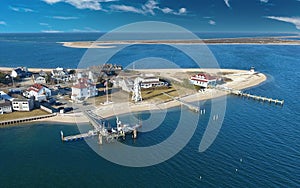 Aerial at Nantucket Island Showing the Brant Point Lighthouse and Coast Guard Station