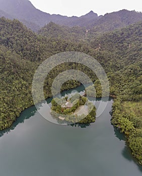 Aerial nature landscape around Dinghu Mountain National Nature Reserve