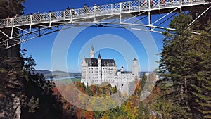 Aerial of Neuschwanstein Castle, Bavaria, Germany.