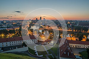 Aerial night panorama of Vilnius, Lithuania