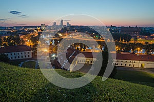 Aerial night panorama of Vilnius, Lithuania