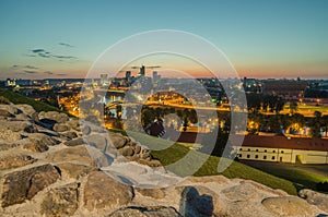 Aerial night panorama of Vilnius, Lithuania