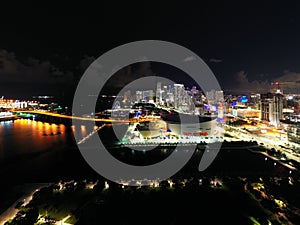 Aerial night photo Miami Dade Florida USA photo