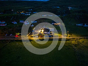 Aerial night view of Glencolumbkille in County Donegal, Republic of Irleand